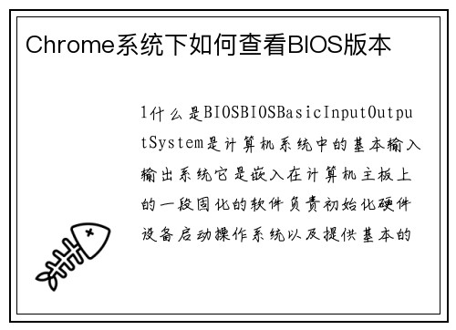 Chrome系统下如何查看BIOS版本